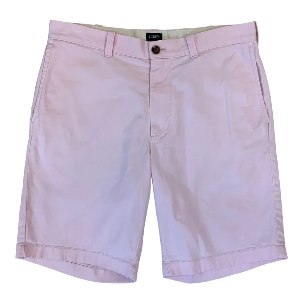 J.Crew 9 Inch Flex Khaki Short Mens 32 Flat Front Stretch Cotton Mid Rise *READ